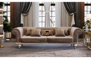 Диван Прадо (велюр серо-бежевый)