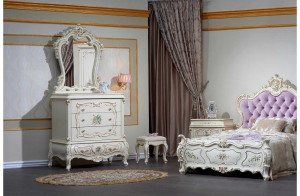 Комод с зеркалом в спальню Шанель (крем)