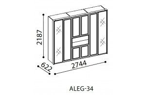Шестистворчатый распашной шкаф для одежды и белья с зеркалом в спальню Алегро ALEG-34