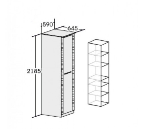 Одностворчатый шкаф с полками для спальни Элана